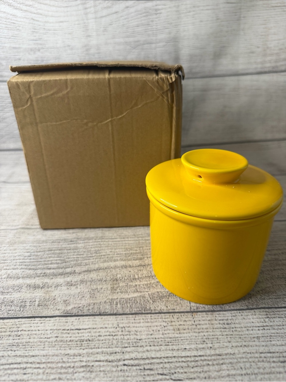 Yellow Ceramic Canister with Lid